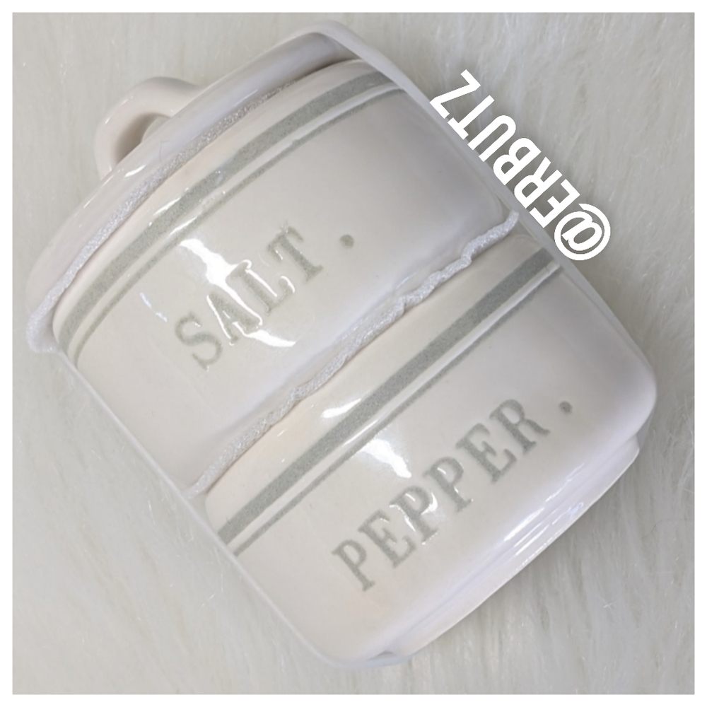 Rae Dunn Salt & Pepper Stacking Cellar Set, Ceramic, Typewriter Style ⌨️